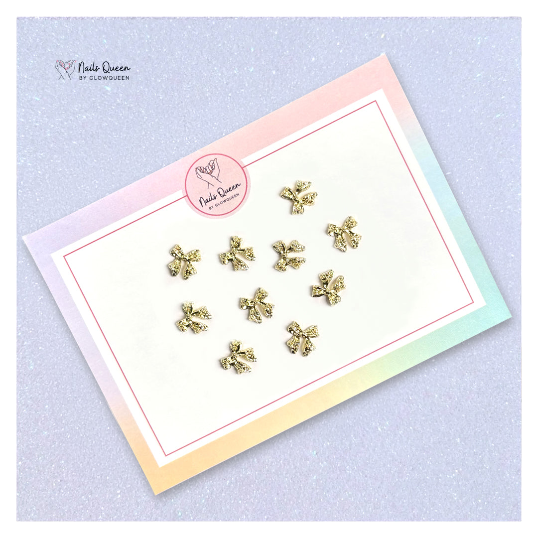 Gold Bow Nails Charm 10 pcs