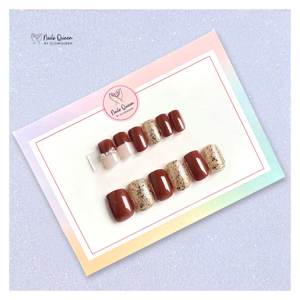 Fancy Red Small Square Synthetic Press-on Nails