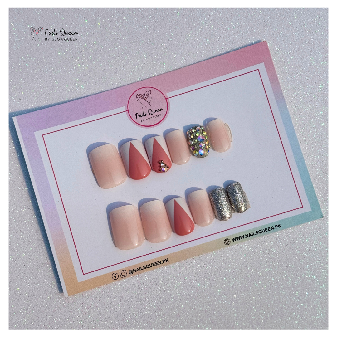 Pink Sparkle Stone Press-On Nails