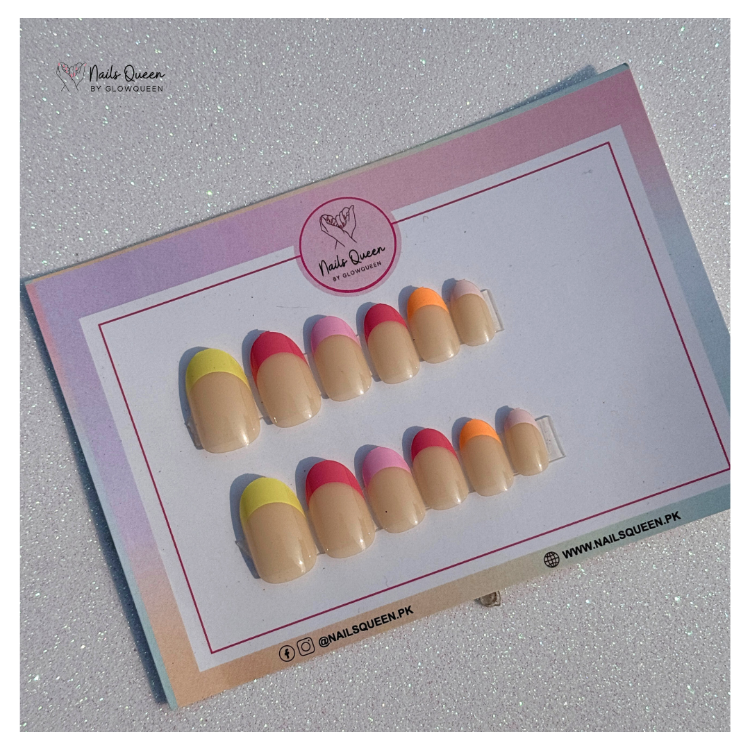 Rainbow Round Tips Press-On Nails