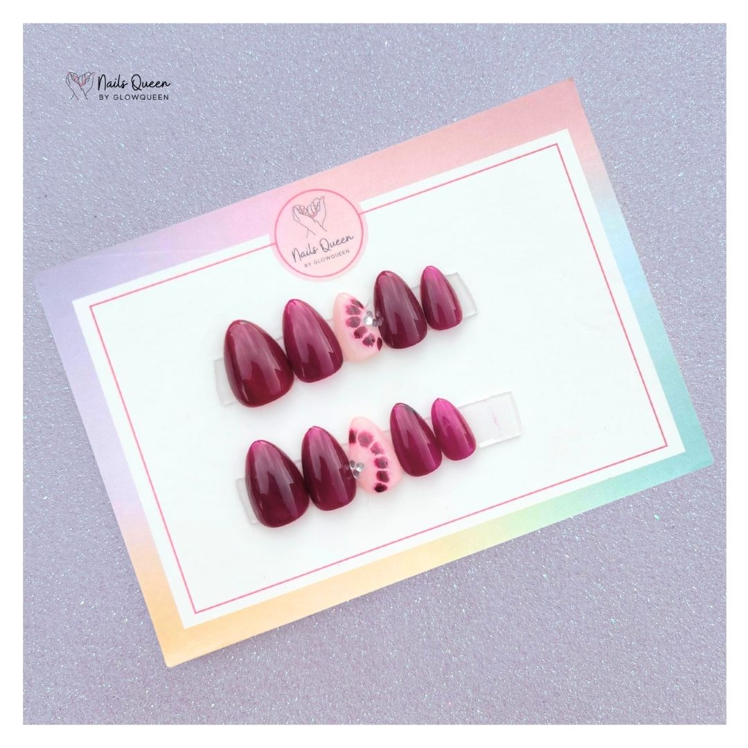 Velvet Berry Almond Custom Handmade Nails