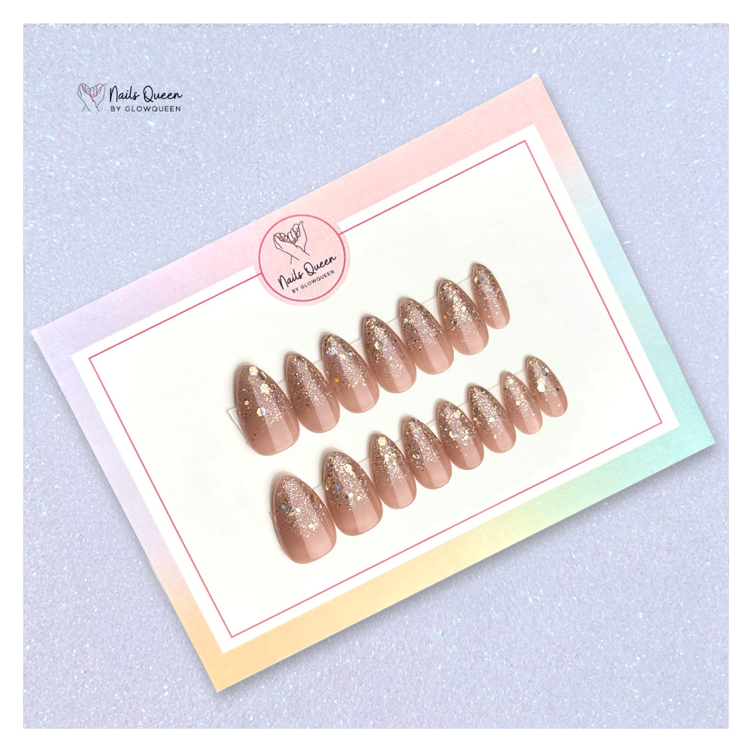 Glittery bronze Custom Handmade Nails