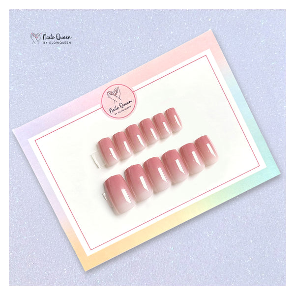 Pink Ombré Square Synthetic Press-on Nails
