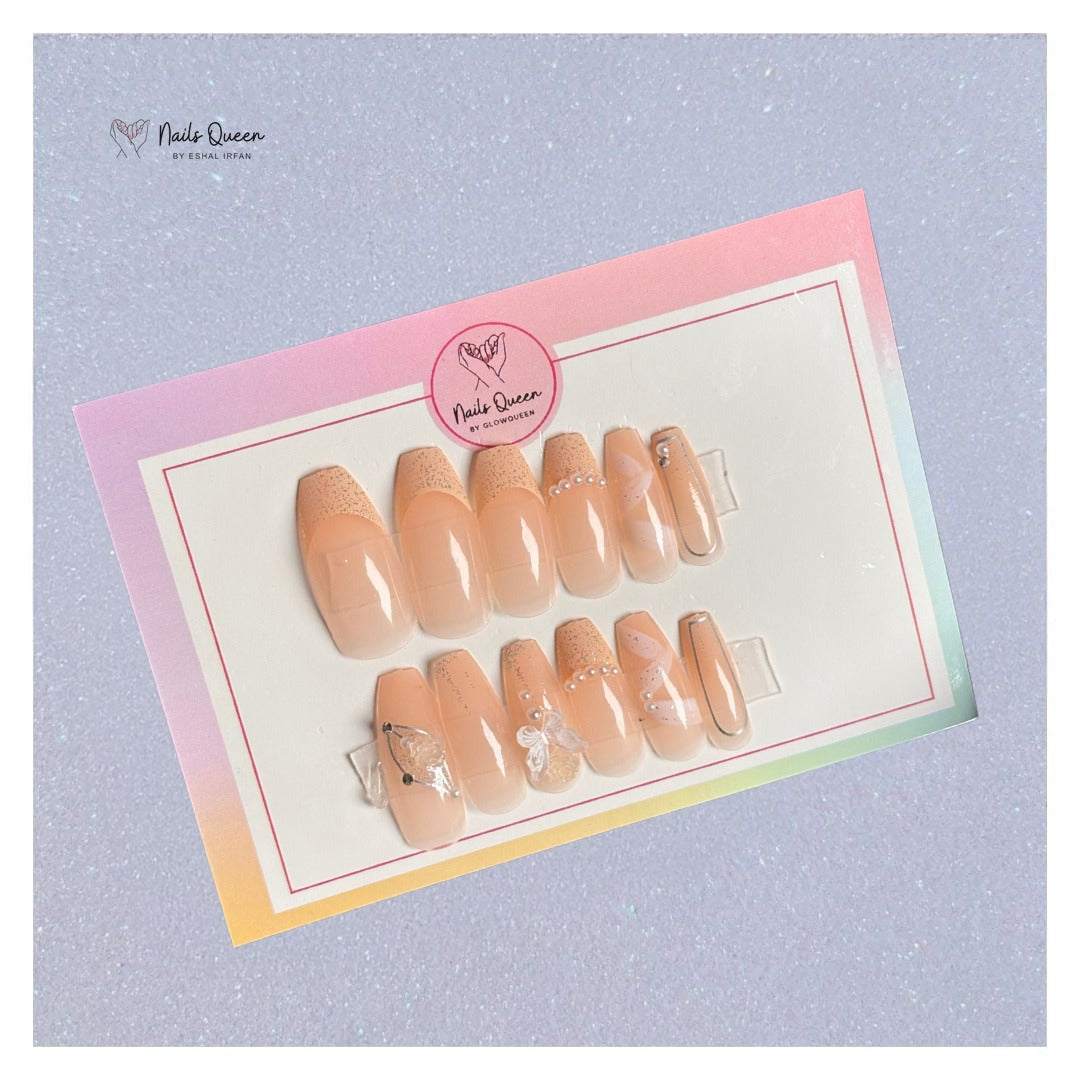 Peach Pearl Synthetic Press-On Nails
