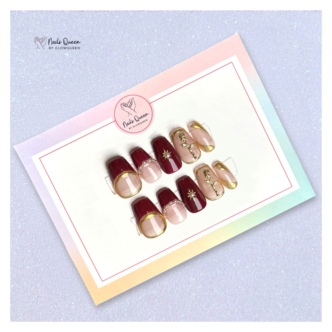 Red Rose Custom Handmade Nails