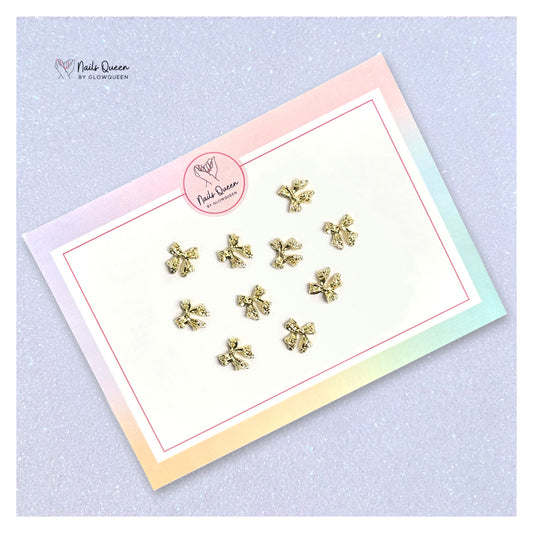 Gold Bow Nails Charm 10 pcs