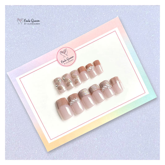 French Cateye pearl Synthetic Press-on Nails