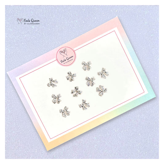 Silver Bow Nail Charm 10 pcs