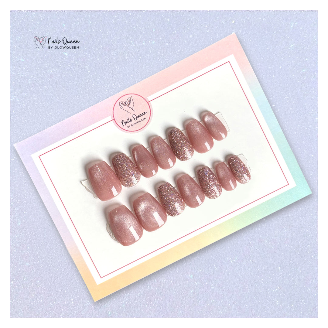 Cat Eye Sparkle Custom Handmade Nails