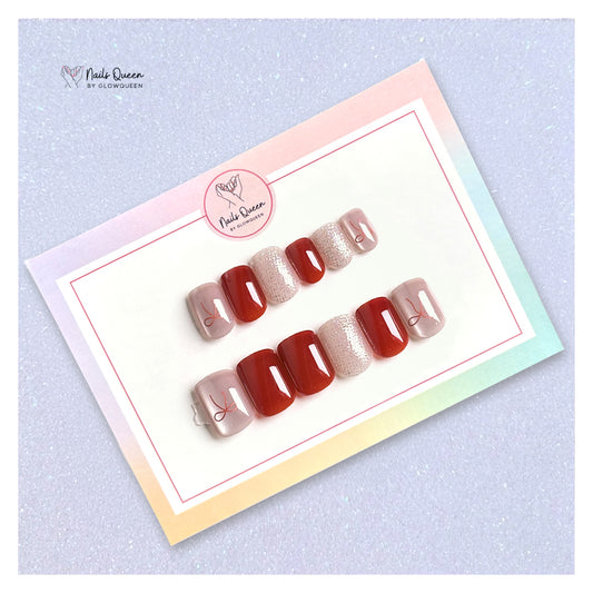 Cat Eye Bow Small Square Synthetic Press-on Nails