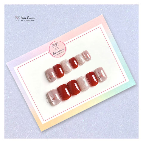 Cat Eye Bow Small Square Synthetic Press-on Nails