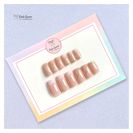 Pink Glitter Square Synthetic Press-on Nails