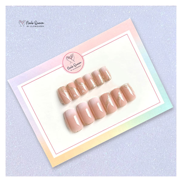 Pink Glitter Square Synthetic Press-on Nails