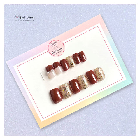 Fancy Red Small Square Synthetic Press-on Nails