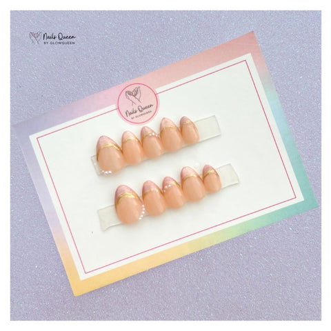 Peach Blossom Pearl Custom Handmade Nails