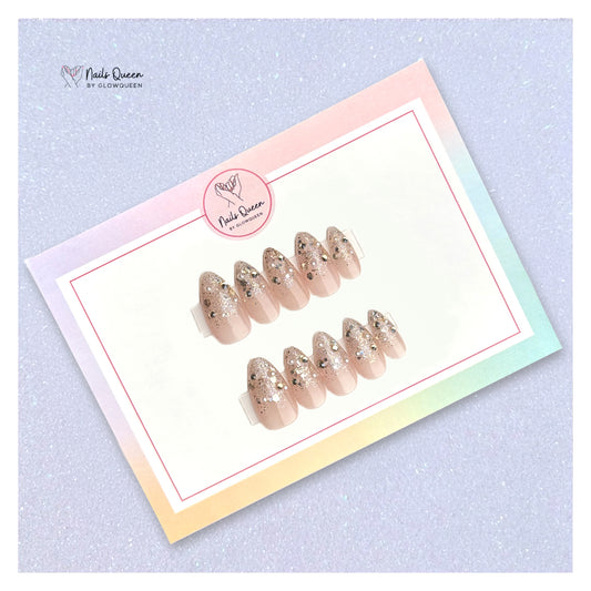 Glitter pearl Custom Handmade Nails