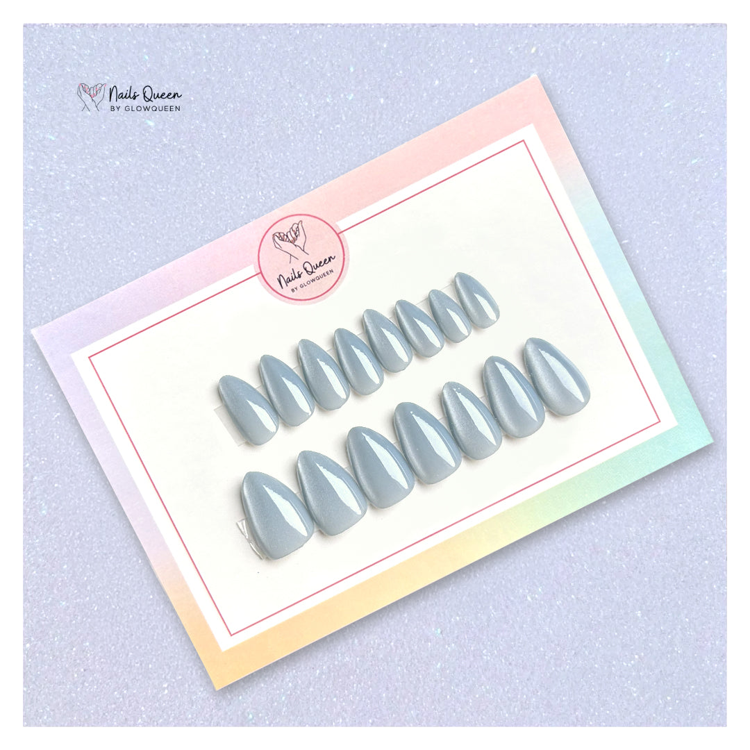 Aqua Cateye Synthetic Press-on Nails
