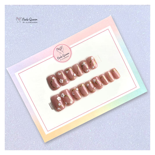 Chrome Flower Custom Handmade Nails