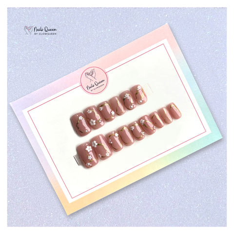 Chrome Flower Custom Handmade Nails