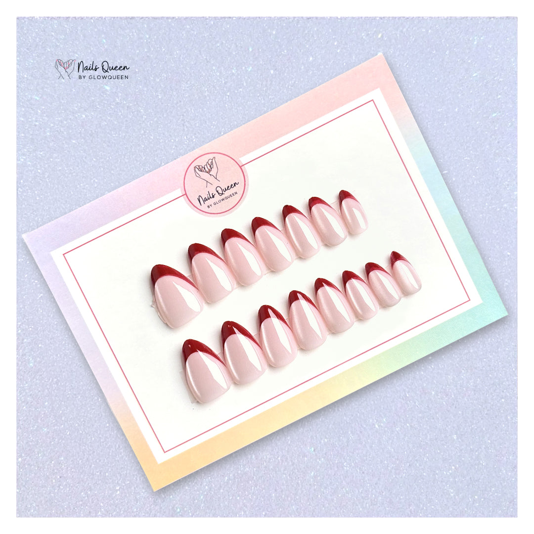 Classic Red French Cat Eye Synthetic Press-on Nails
