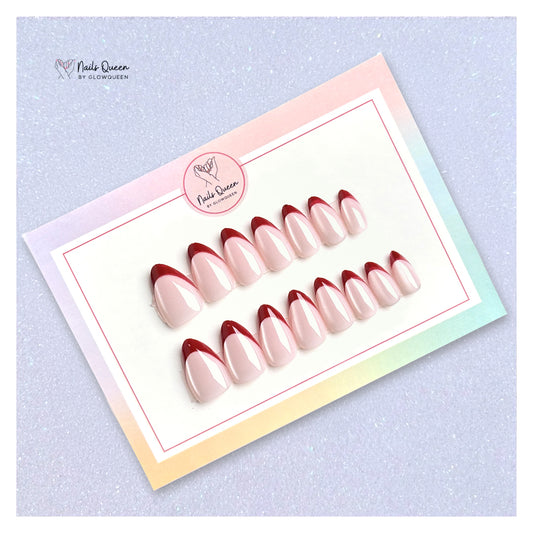 Classic Red French Cat Eye Synthetic Press-on Nails