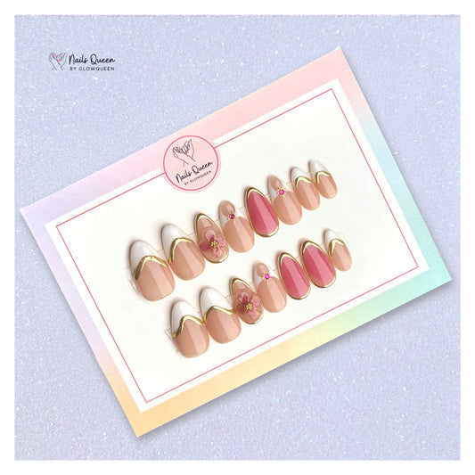 Floral chrome Custom Handmade Nails