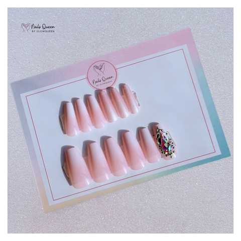 Pink Ombre Stone Ballerina Press On Nails