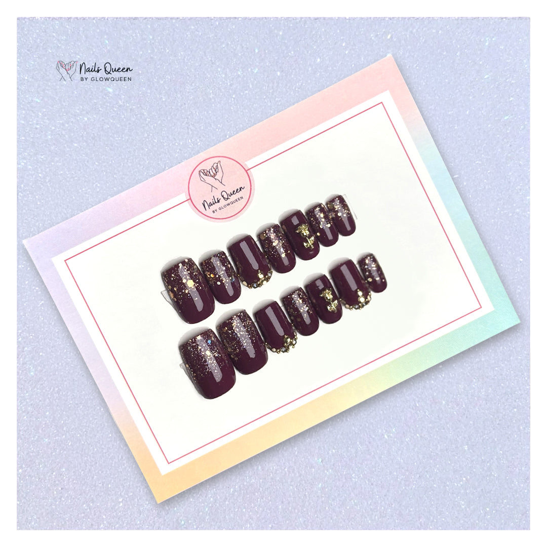 Glittery Rose Custom Handmade Nails