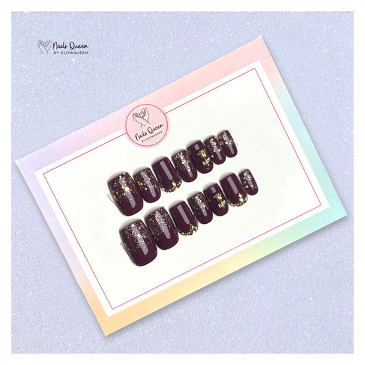 Glittery Rose Custom Handmade Nails