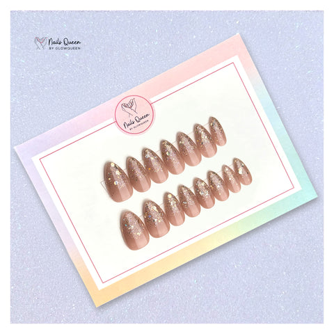 Glittery bronze Custom Handmade Nails