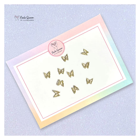 Golden Butterfly Nail Charm – 10 Pcs