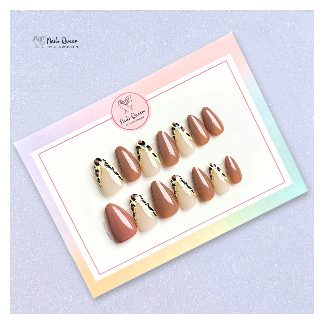 Leopard French Synthetic Press-on Nails