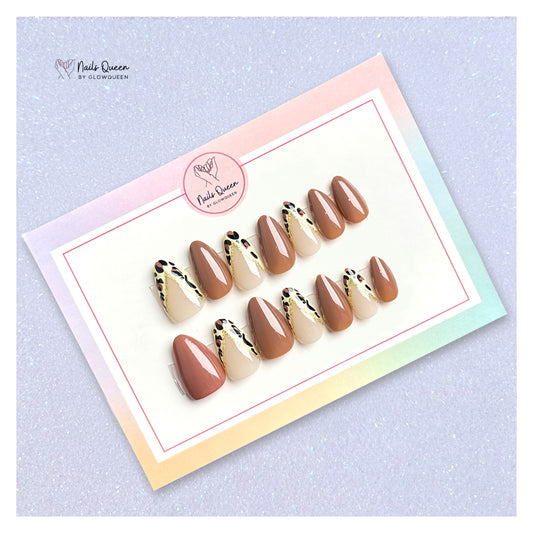Leopard French Synthetic Press-on Nails
