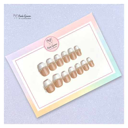 Pearl French Custom Handmade Nails - NailsQueen