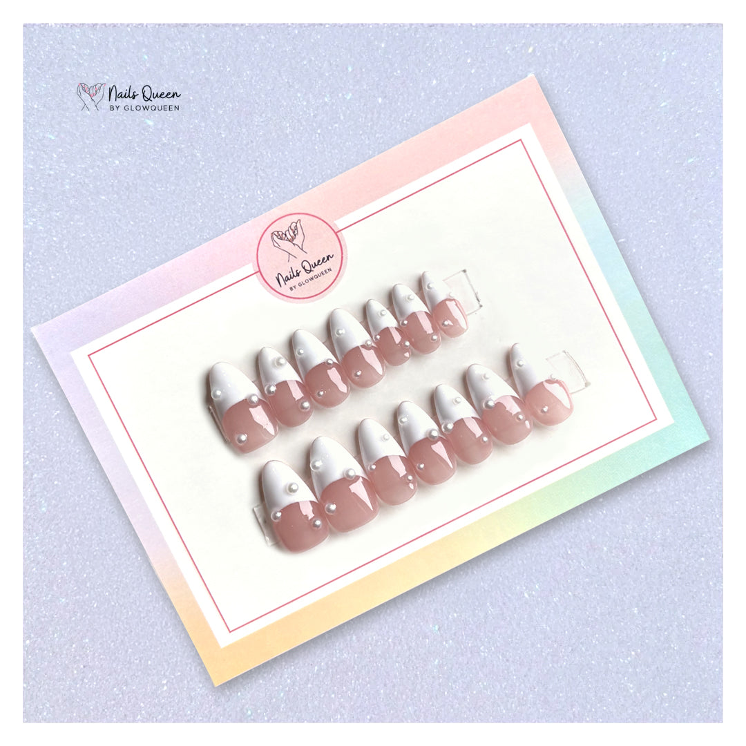 Pearl French Custom Handmade Nails