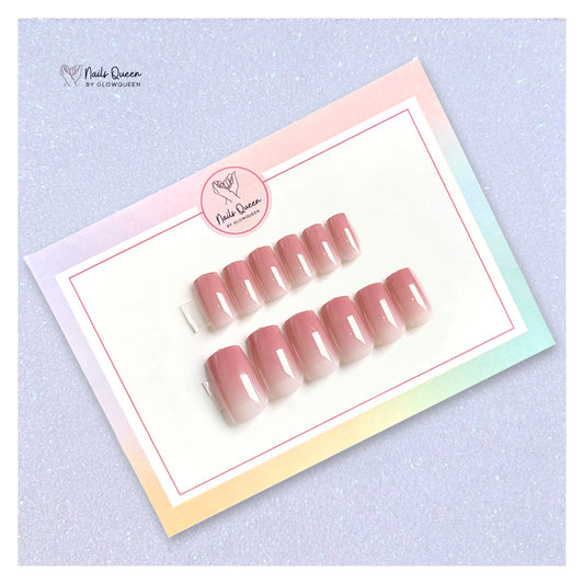 Pink Ombré Square Synthetic Press-on Nails