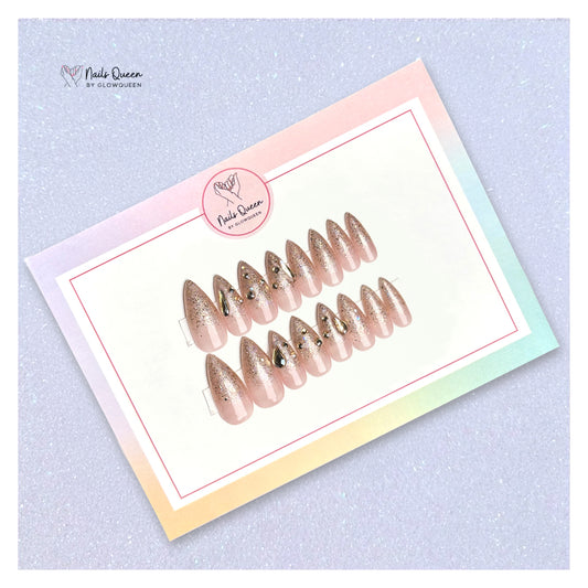 Rhinestone Glitter Ombre Custom Handmade Nails