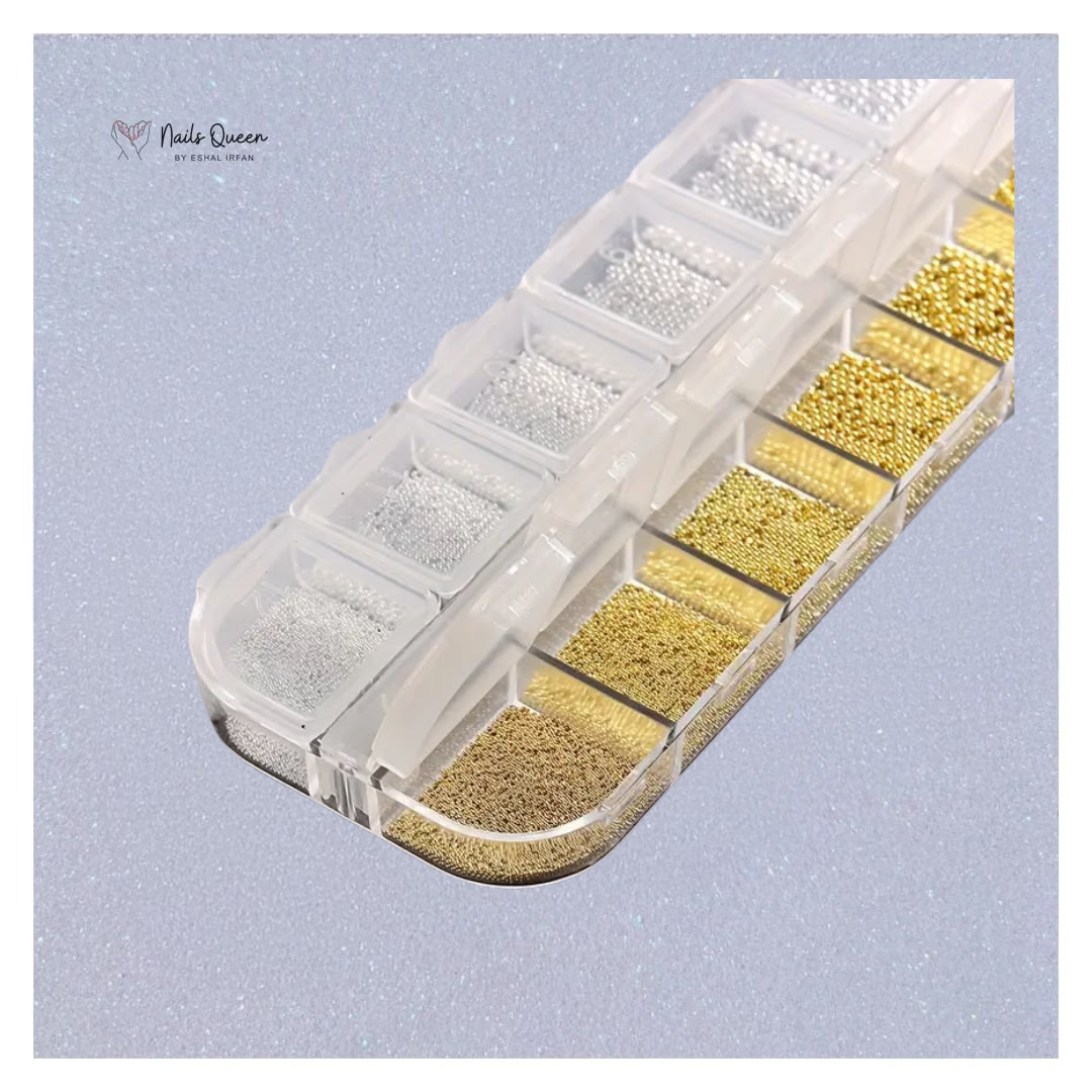 Caviar beads grid silver/golden for nail art