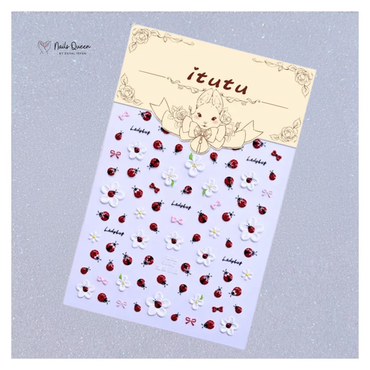 Floral Ladybug Nail Sticker Sheet