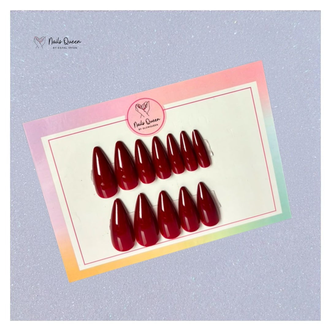 High-Gloss Deep Red Stiletto Press-On Nails