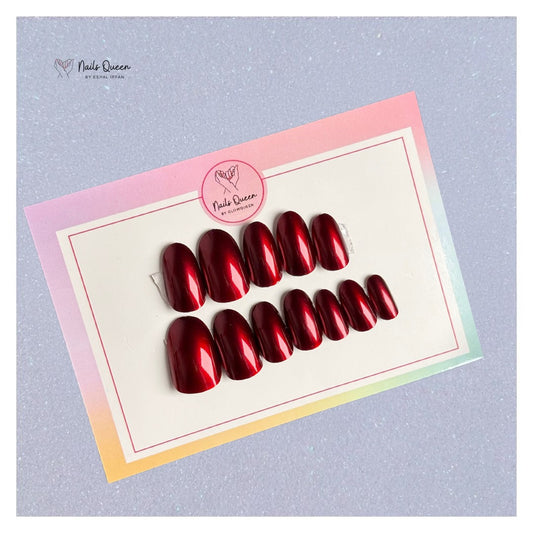 Red Velvet Chrome Synthetic Press-On Nails