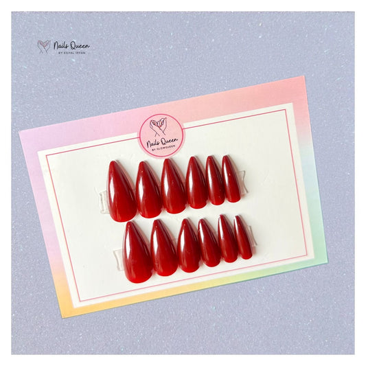 Deep Red Cateye Stiletto Press-On Nails