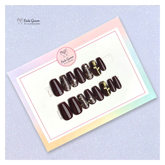 Wine Rose Custom Handmade Nails